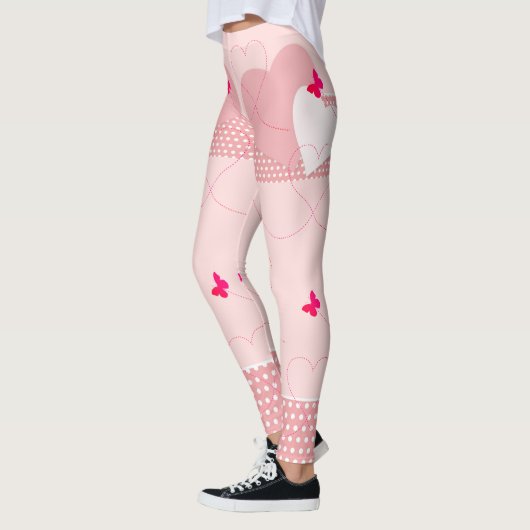 Trendy roze leuke hart vlinder leggings (Links)