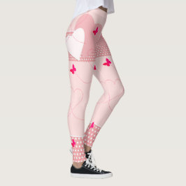 Trendy roze leuke hart vlinder leggings