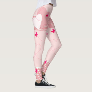 Trendy roze leuke hart vlinder leggings