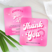 Trendy Roze Logo Groovy Business Dank u kaart Notitiekaartje