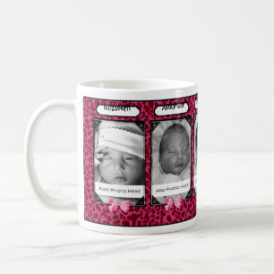 Trendy roze luipaard Baby Foto en naam Koffiemok
