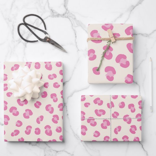 Trendy roze luipaard patroon cadeau inpakpapier vel (Voorkant)