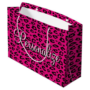 Trendy roze luipaardprint cadeautasjes met eigen n groot cadeauzakje