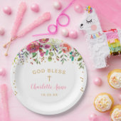 Trendy roze meisje baptisme decor papieren bordje (Feest)