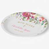 Trendy roze meisje baptisme decor papieren bordje (Gekanteld)