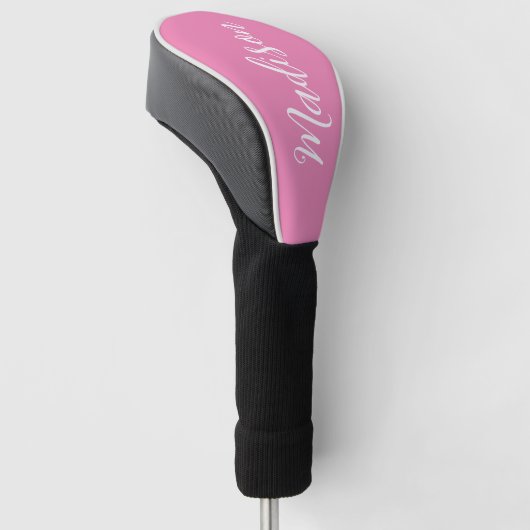 Trendy Roze Meisjesnaam Handgeschreven Manuscript Golfheadcover (Schuin)