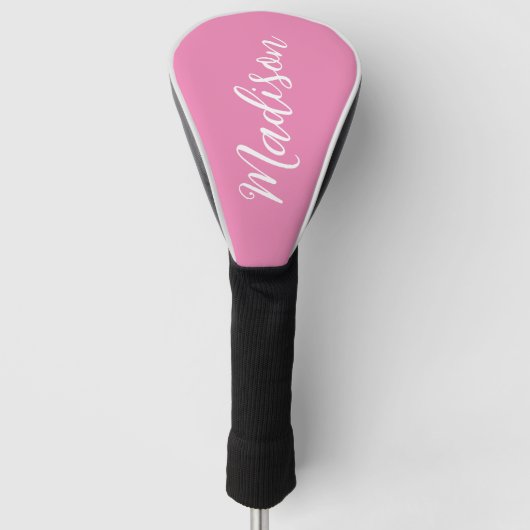 Trendy Roze Meisjesnaam Handgeschreven Manuscript  Golfheadcover (Voorkant)