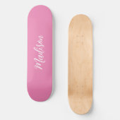 Trendy Roze Meisjesnaam Handgeschreven Manuscript  Persoonlijk Skateboard (Voorkant)