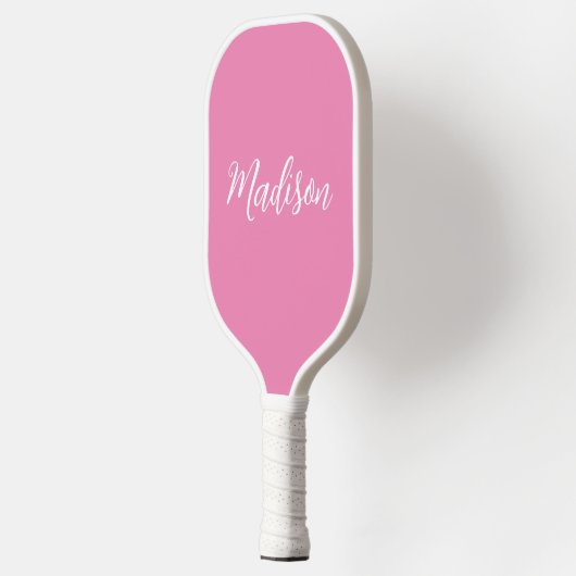 Trendy Roze Meisjesnaam Handgeschreven Manuscript  Pickleball Paddle (Links)