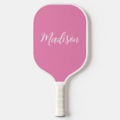 Trendy Roze Meisjesnaam Handgeschreven Manuscript  Pickleball Paddle (Voorkant)