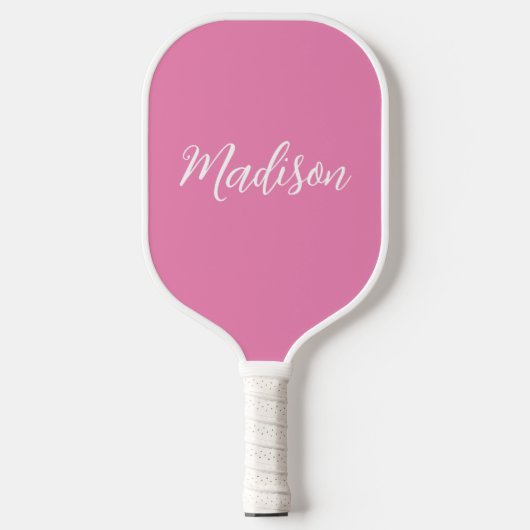 Trendy Roze Meisjesnaam Handgeschreven Manuscript  Pickleball Paddle (Voorkant)