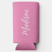 Trendy Roze Meisjesnaam Handgeschreven Manuscript  Seltzer Blikjeskoeler (Achterkant)