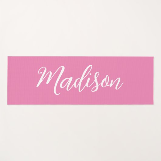 Trendy Roze Meisjesnaam Handgeschreven Manuscript  Yogamat (Voorkant (horizontaal))