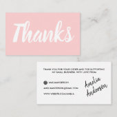 Trendy roze minimalist modern bedankt visitekaartje (Voorkant / Achterkant)