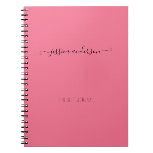 Trendy Roze Modern Handschrift Calligrafie Script Notitieboek (Voorkant)