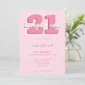 Trendy Roze Moderne Manuscript 21st Birthday Kaart (Staand voorkant)