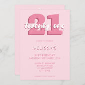 Trendy Roze Moderne Manuscript 21st Birthday Kaart (Voorkant / Achterkant)
