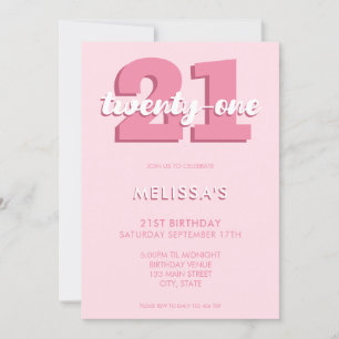 Trendy Roze Moderne Manuscript 21st Birthday Kaart