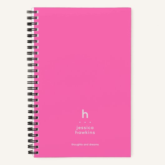 Trendy Roze Moderne Monogram Notitieboek (Voorkant)