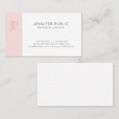 Trendy Roze Monogram Creatief Slank Ontwerp Plain Visitekaartje (Voorkant / Achterkant)
