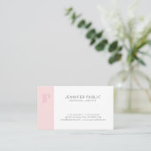 Trendy Roze Monogram Creatief Strak Design Eenvoud Visitekaartje (Staand voorkant)
