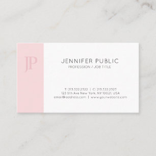 Trendy Roze Monogram Creatief Strak Design Eenvoud Visitekaartje