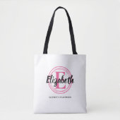 Trendy Roze Monogram Eerste Letter Naam Script Tote Bag (Voorkant)
