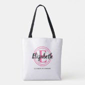 Trendy Roze Monogram Eerste Letter Script Naam Tote Bag (Achterkant)