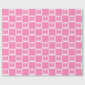 Trendy roze monogram geruit initiaal cadeaupapier (Vlak)