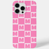 Trendy Roze Monogram Geruite Initiaal Case-Mate iPhone Case (Achterkant)