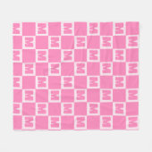 Trendy Roze Monogram Geruite Initiaal Fleece Deken (Voorkant (Horizontaal))