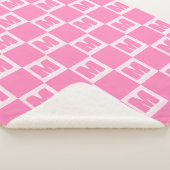 Trendy Roze Monogram Geruite Initiaal Sherpa Deken (3/4)