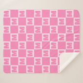 Trendy Roze Monogram Geruite Initiaal Sherpa Deken (Voorkant (horizontaal))