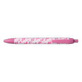 Trendy Roze Monogram Script Naam Patroon  Zwarte Inkt Pen (Achterkant)