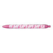 Trendy Roze Monogram Script Naam Patroon  Zwarte Inkt Pen (Voorkant)