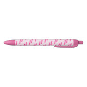 Trendy Roze Monogram Script Naam Patroon  Zwarte Inkt Pen (Bodem)