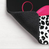 Trendy Roze Mustache Girly Leopard Print met naam Muismat (Hoek)