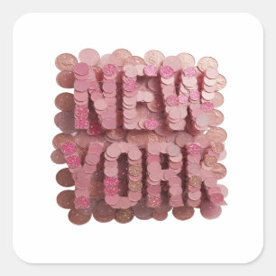 Trendy Roze NEW YORK Label Ontwerp