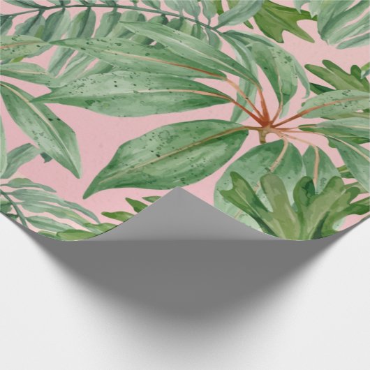 Trendy roze olievlek Tropisch Oerwoud lekt Cadeaupapier (Hoek)