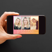 Trendy roze-oranje foto afstudeerfeest kaart