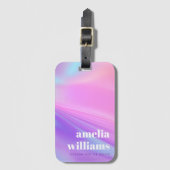 Trendy roze paarse pastelgradiënt aangepaste naam bagagelabel (Voorkant (verticaal))