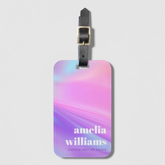 Trendy roze paarse pastelgradiënt aangepaste naam bagagelabel (Voorkant (verticaal))