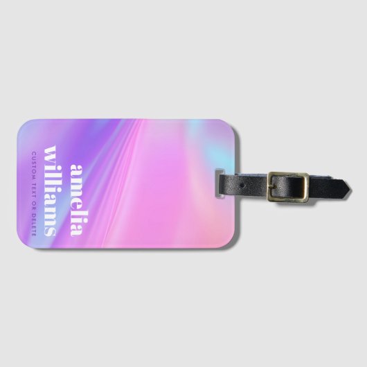 Trendy roze paarse pastelgradiënt aangepaste naam bagagelabel (Voorkant (horizontaal))