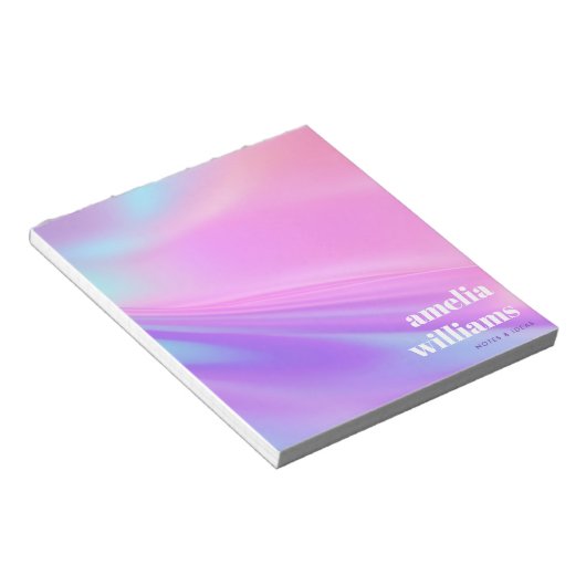 Trendy roze paarse pastelgradiënt notitieblok (Schuin)