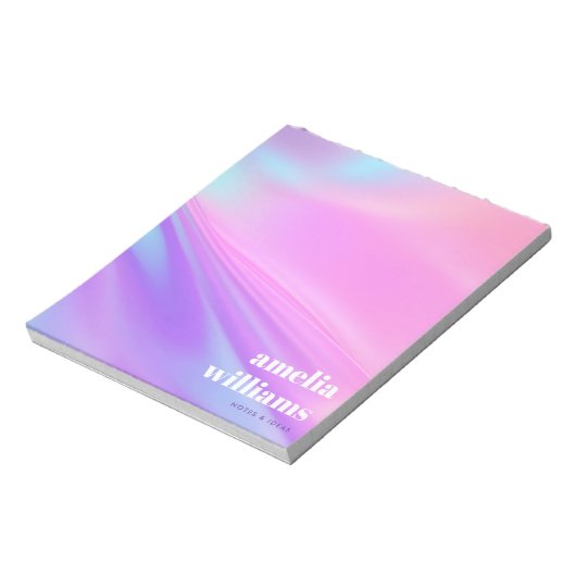 Trendy roze paarse pastelgradiënt notitieblok (Linkerzijde)