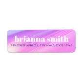 Trendy roze paarse pastelgradiënt retouradres etiket (Voorkant)