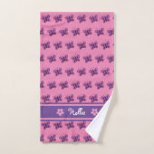 Trendy Roze Paarse Witte Bloemen Vlinders Kind Bad Handdoek (Handdoek)