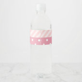 Trendy roze polka dot strepen patroon waterfles etiket (Achterkant)
