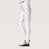 Trendy roze poolpuntenpatroon op witte retro leggings (Links)