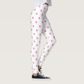 Trendy roze poolpuntenpatroon op witte retro leggings (Rechts)